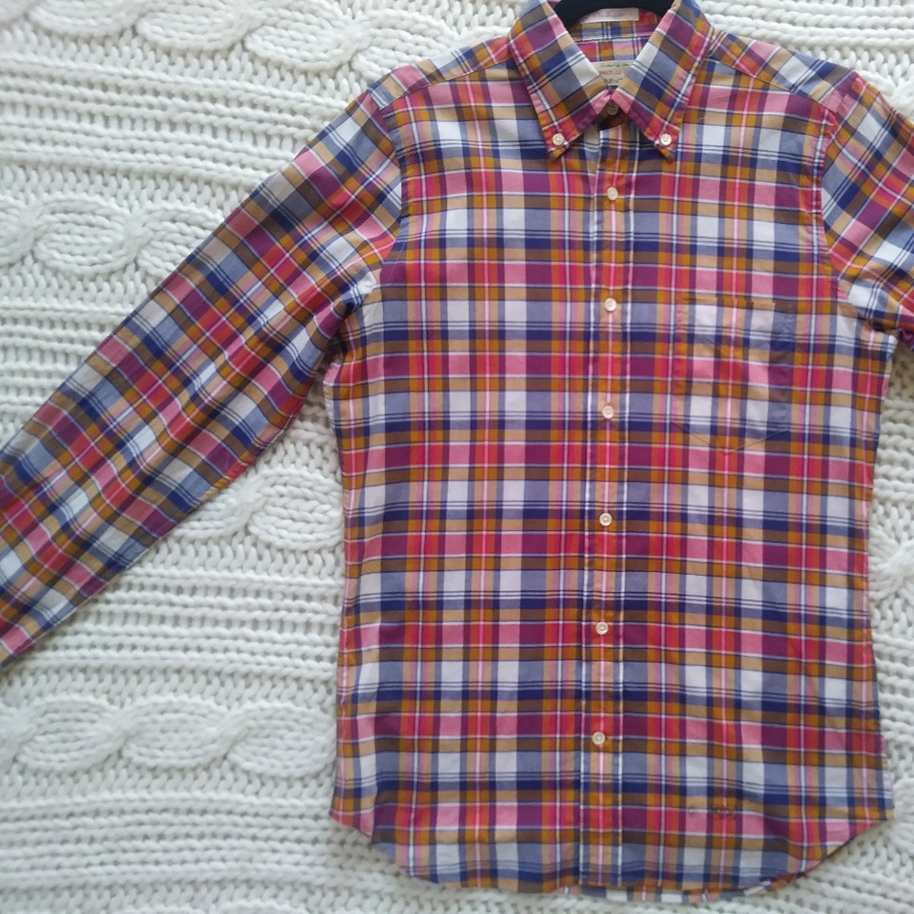 Barneys Coop New York Plaid Shirt Spring Blue